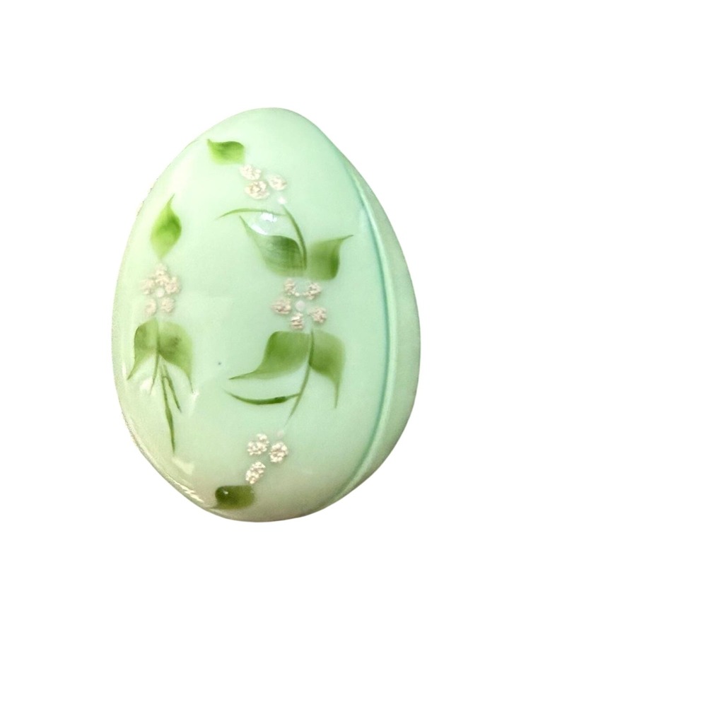 Westmoreland glass Jada Hand Painted Egg Trinket Box B Parry 1979 Vintage